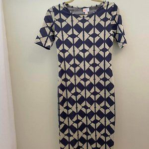 LulaRoe Blue and White Design Pencil Dress